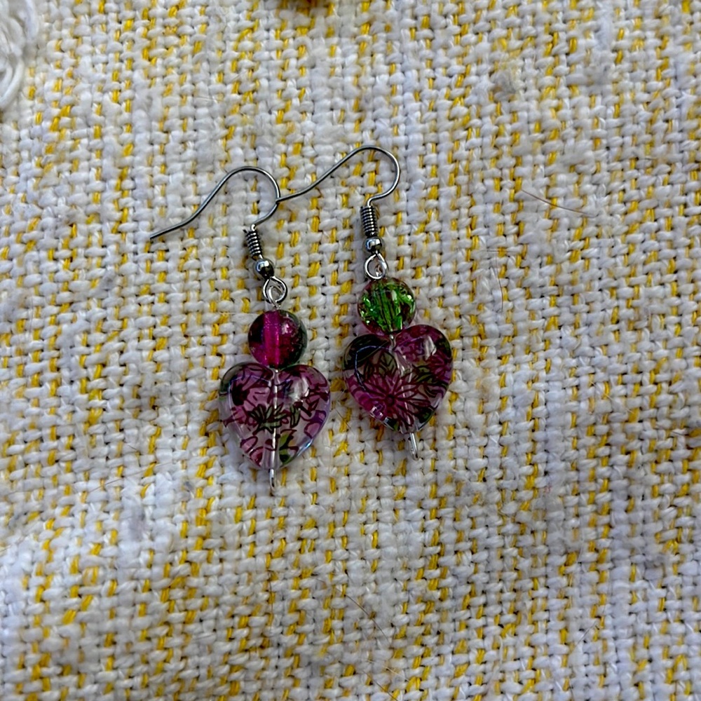 Heart beaded earrings